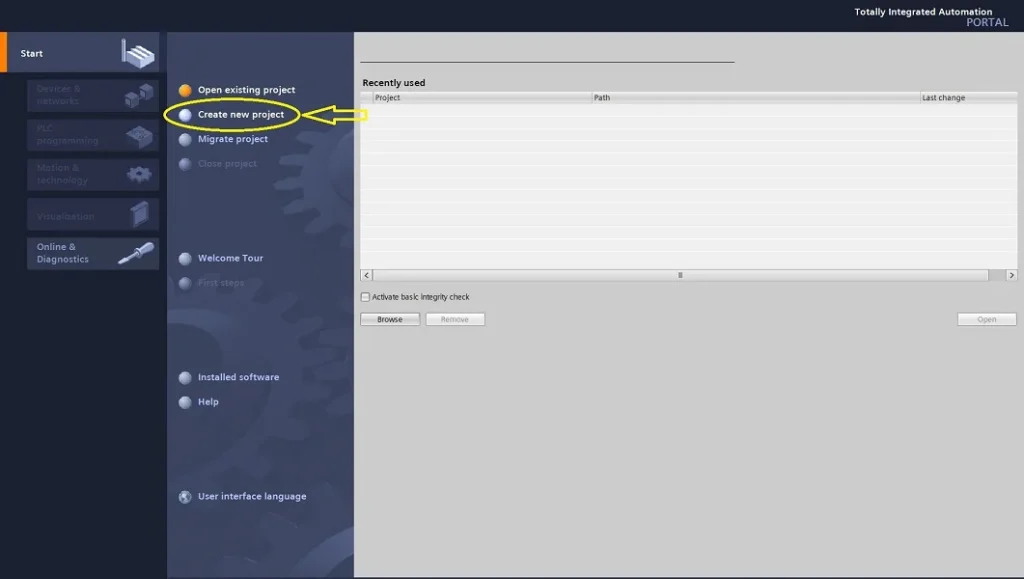 روی create new project کلیک کنید